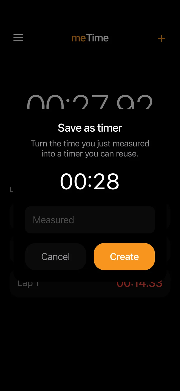 Saving a measured time as a new timer